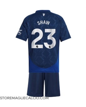 Manchester United Luke Shaw #23 Maglia Gara Trasferta Repliche 2024-25 Bambino Maniche Corte